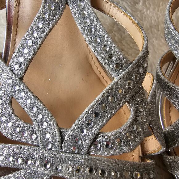 Nina Women's Veralee Strappy Evening Slingback‎ Heels Size 7M Silver Embellished - Picture 3 of 6